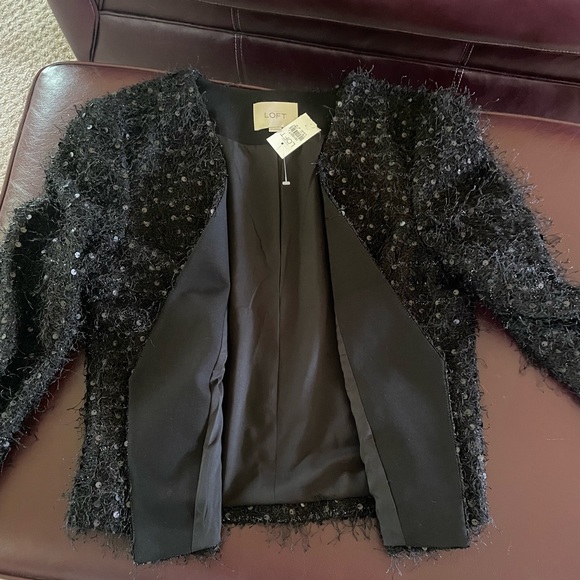 LOFT Black Sequin Jacket-NWT - Picture 12 of 12